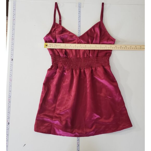 Mixit Womens Red Satin Smocked Strappy Top Size M Y2K Dark Romantic Coquette - Picture 3 of 5